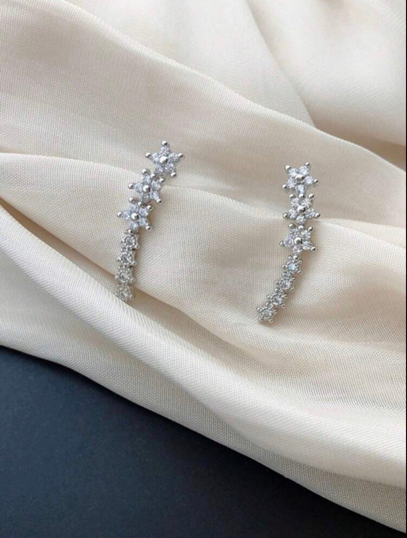 1 Pair Stainless Steel Flower & Star Stud Earrings, Fashion & Unique, Low Allergy, Elegant Alloy Jewelry, Suitable For Women, Valentine's Day, Mother's Day Gift π (30% advance payment) vibrant vogue