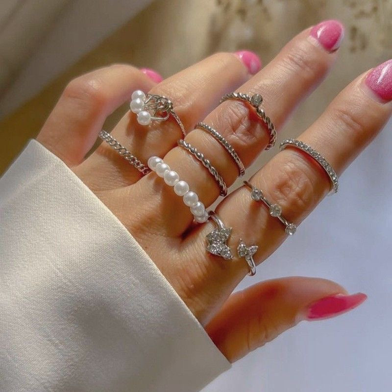 Accessories new 8-piece set fashion women's jewelry rings