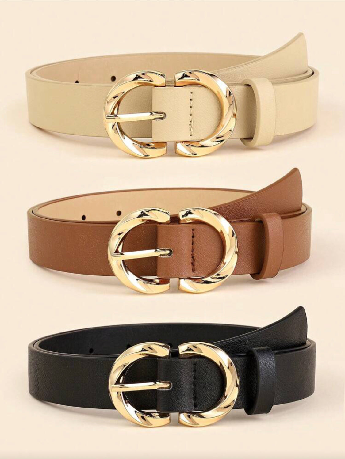 Elegant 3pcs Belt Set - Metal Buckle Decorated Women's Fashionable All-Match Pu Leather Belt Summer, School Fall, Autumn, Halloween