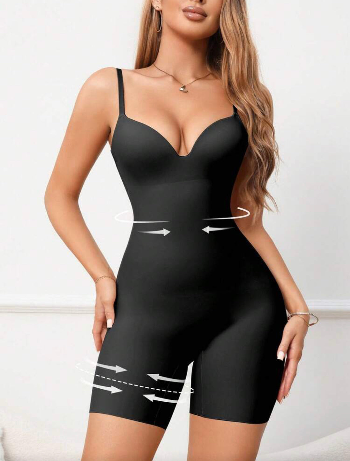 1pc Women's Solid Color Adjustable Strap Romper