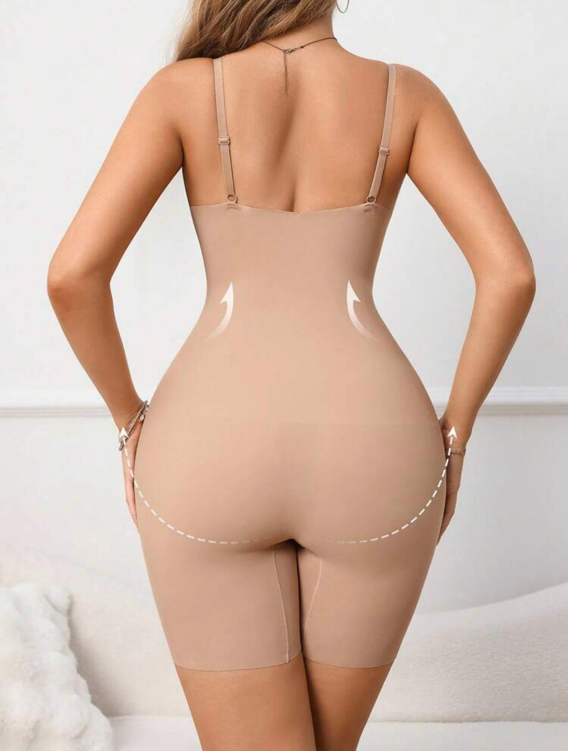 1pc Women's Seamless Solid Color Shapewear Bodysuit