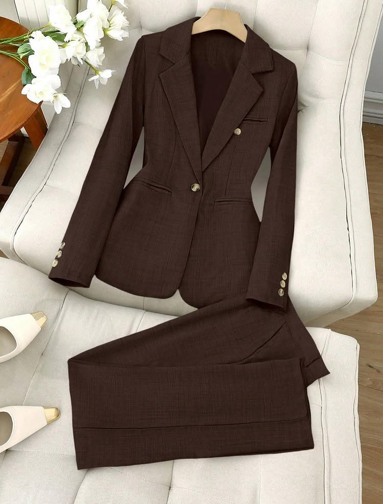 Women pant coat Long Sleeve Top And Pants Casual Business Office Suit, All Seasons Fall Cloth For Women