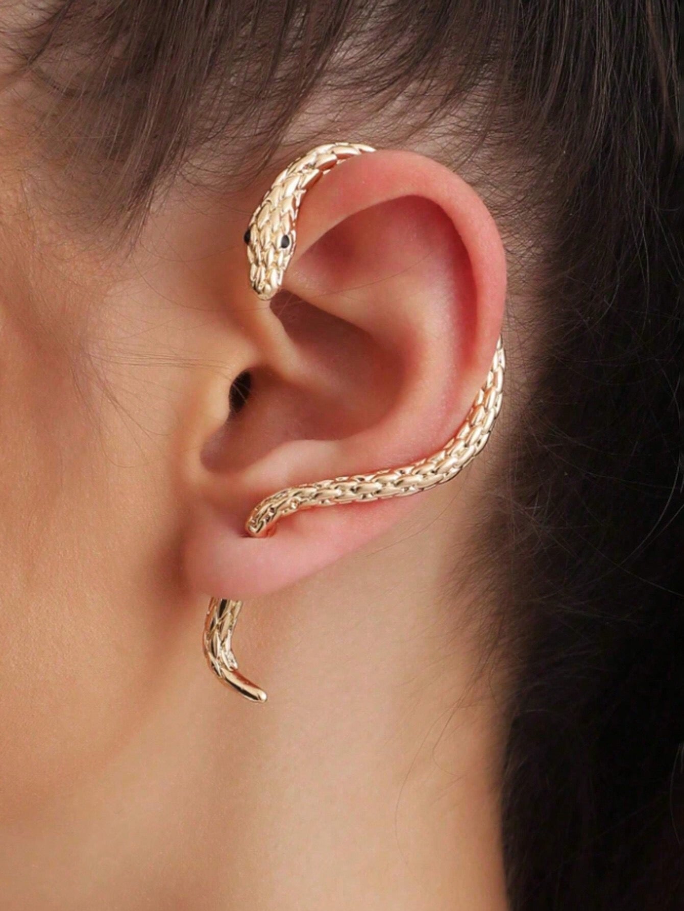 1pc Vintage Personalized Dark Gothic Coiled Snake Design Exaggerated Niche Couple Emotional Earrings
