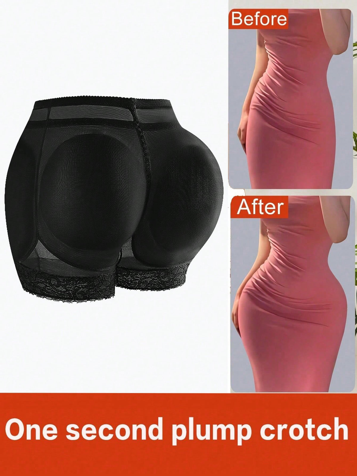 1pc Women Plus Size Butt Lift Padded Shorts With Detachable Foam Pad, Sexy Peach Butt Shaping Compression Tights, Panty