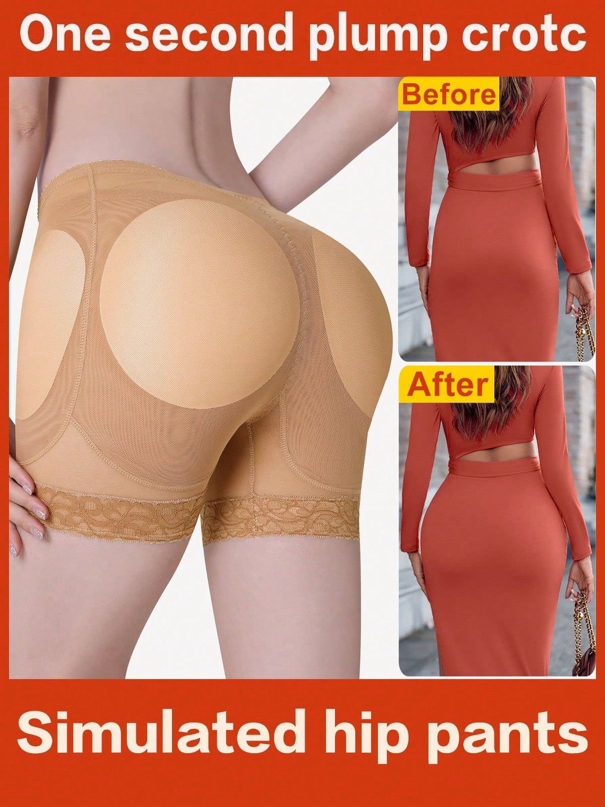1pc Women Plus Size Butt Lift Padded Shorts With Detachable Foam Pad, Sexy Peach Butt Shaping Compression Tights, Panty