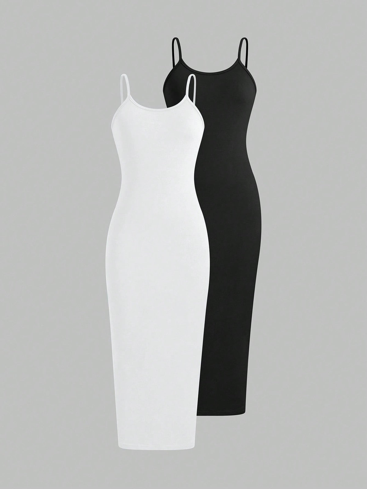 Solid Color Slim Fit Daily Wear Spaghetti Strap Dress Maxi Women Outfit