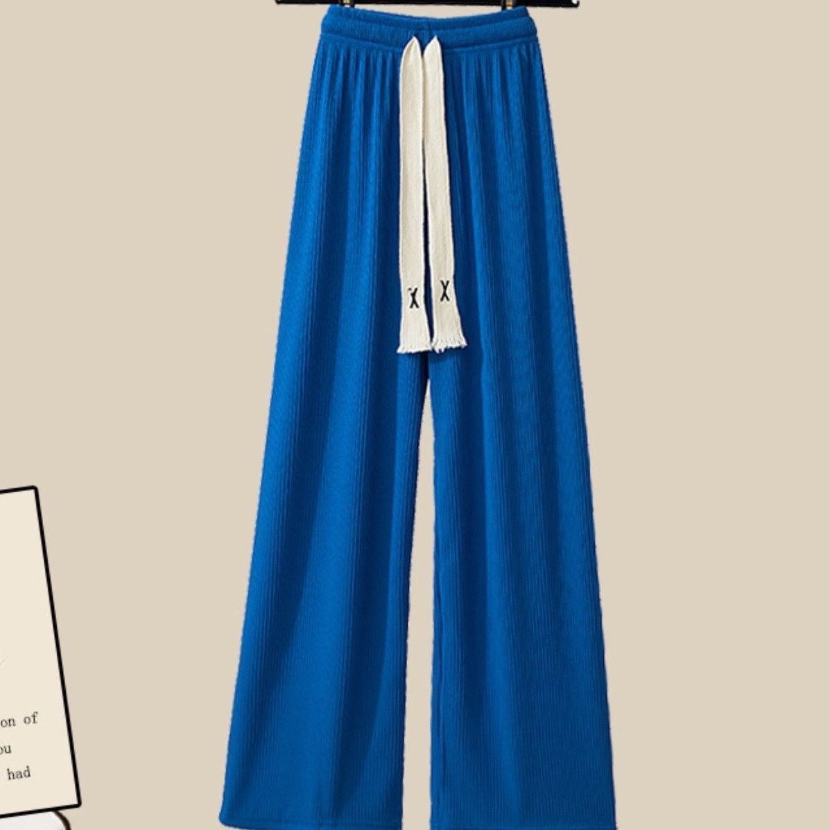 worthy three-piece set: blue shirt, vest, and wide-leg pants for women,