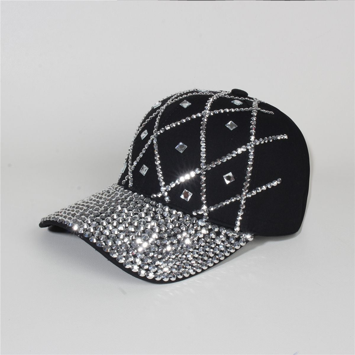 New women's baseball cap, denim sun hat, outdoor hat, rhinestone baseball cap, fashionable and versatile sun hat.
