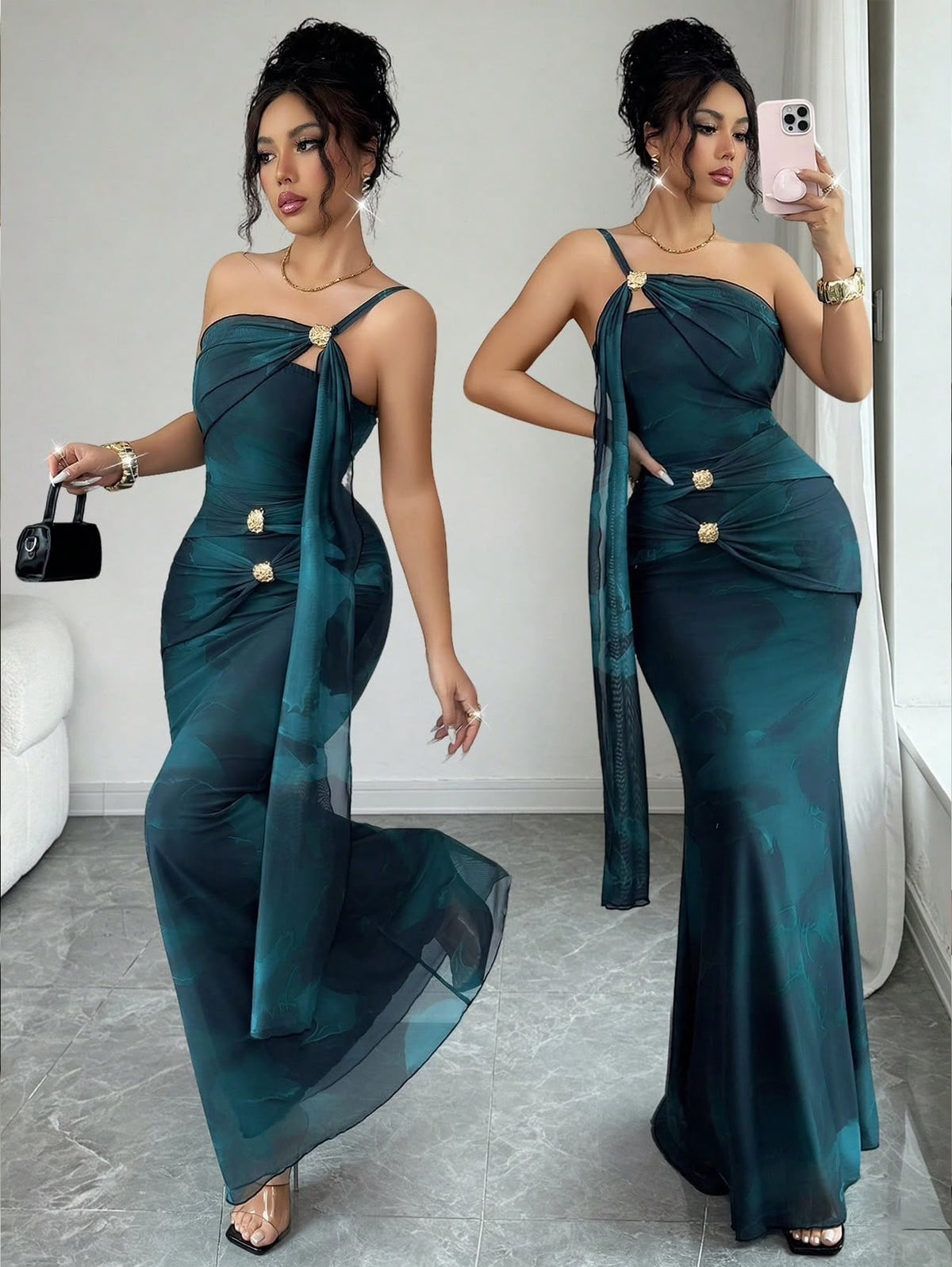 Elegant One-Shoulder Mermaid Dress, Summer