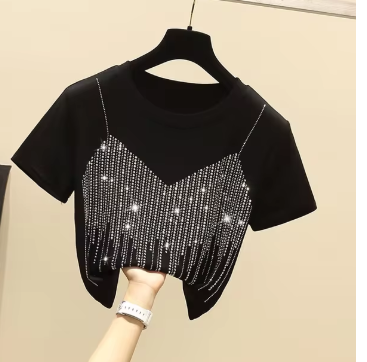 Women Rhinestones Tops