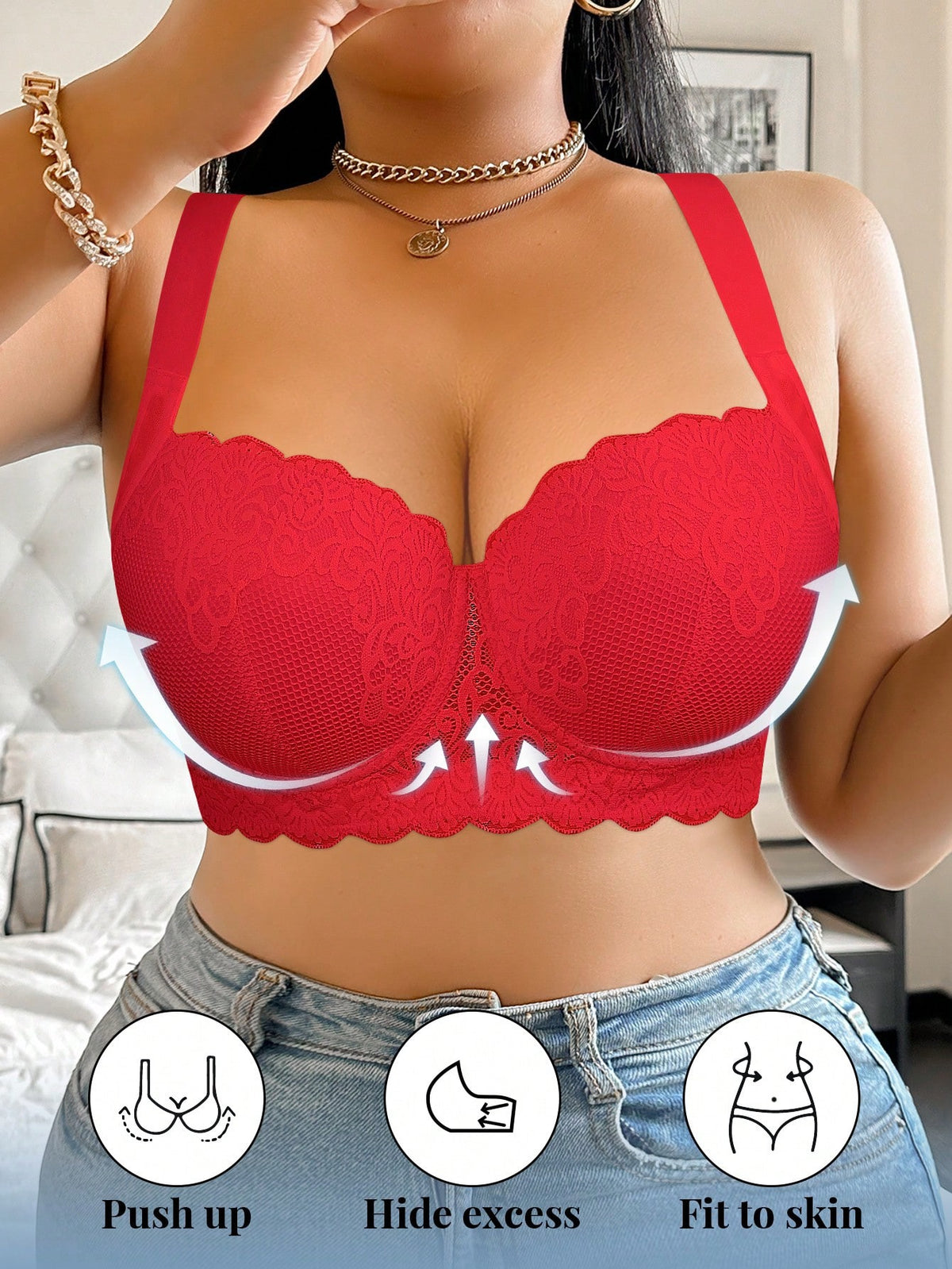 1pc Plus Size Lace Wire-Supported Lifting And Shaping Seamless Lingerie Brassiere 👉(30% advance) 10-15 days delivery, vibrant vogue
