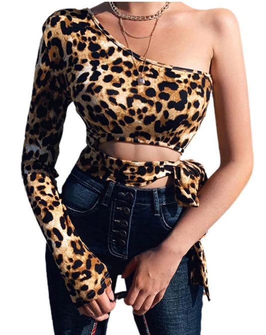 Leopard Print Short Crop Tops