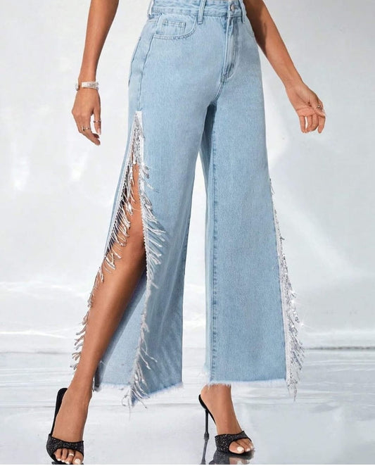 Women Thigh Wide Leg Jeans